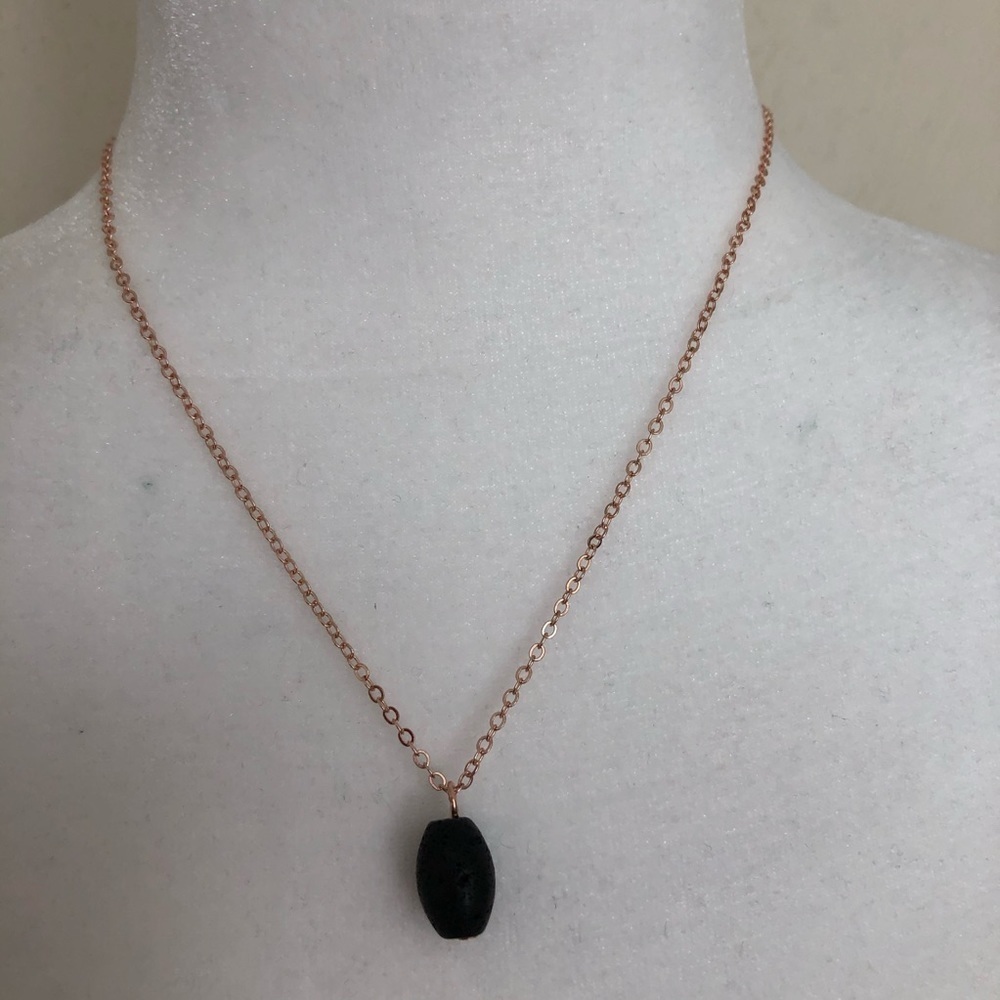 Diffuser Necklace, Lave Stone on Rose Gold Chain